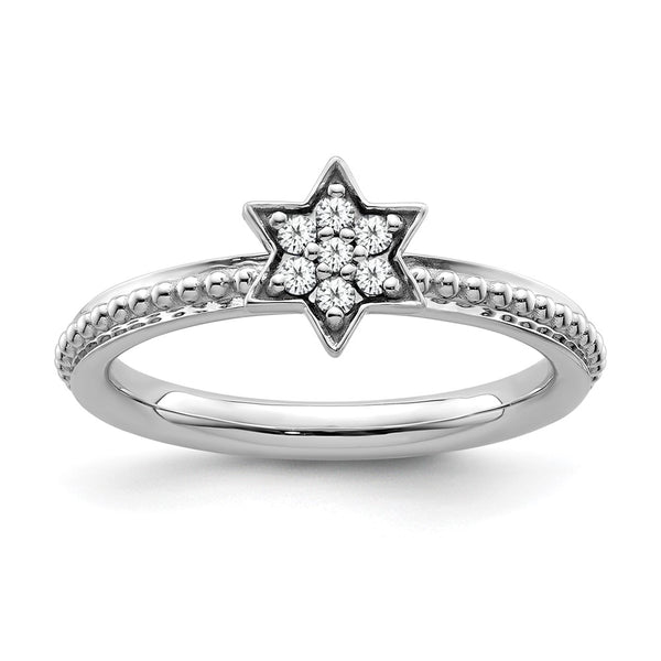 14K White Gold Diamond Star Stackable Ring - Style GR1-1011127