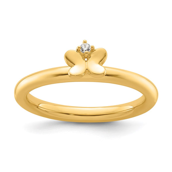 14K Gold Stackable Diamond Butterfly Ring
