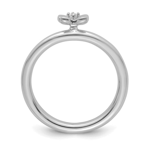 14K White Gold Diamond Butterfly Stackable Ring