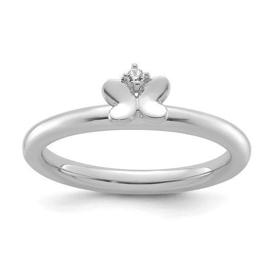 Shop Stylish 14K White Gold Diamond Butterfly Stackable Ring - 0.85mm Design