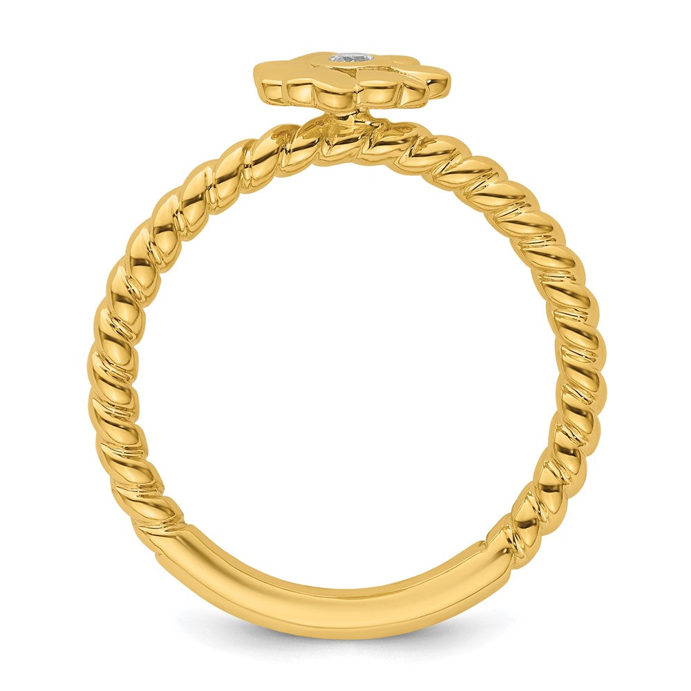 High-Quality 14K Twisted Diamond Flower Stackable Ring - Stylish Luxury Value!