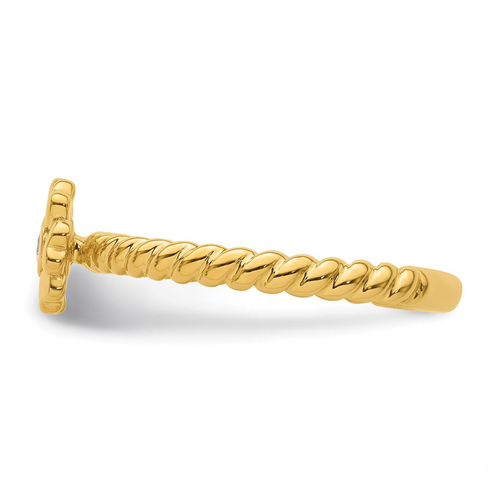 High-Quality 14K Gold Twisted Flower Diamond Stackable Ring - Stylish Value