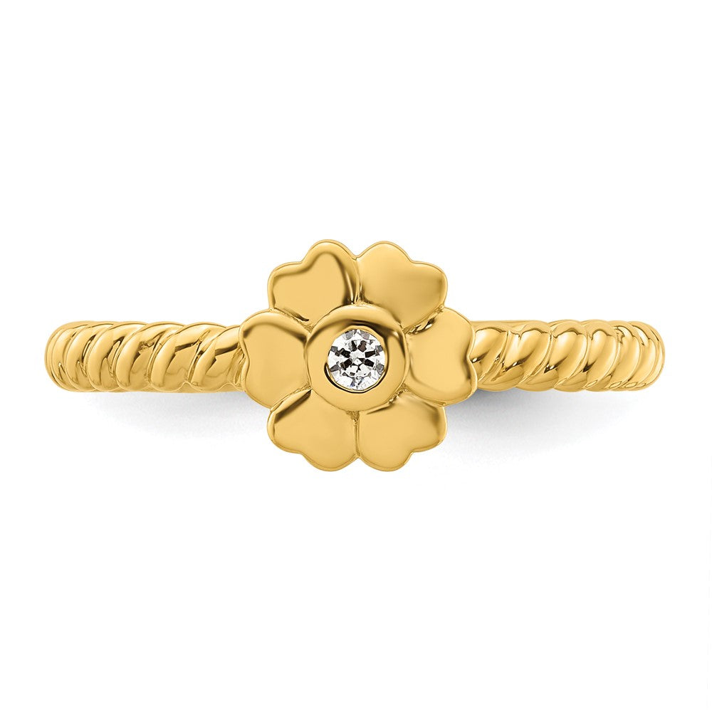 High-Quality 14K Twisted Diamond Flower Stackable Ring - Stylish Luxury Value!