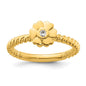 High-Quality 14K Gold Twisted Flower Diamond Stackable Ring - Stylish Value-2