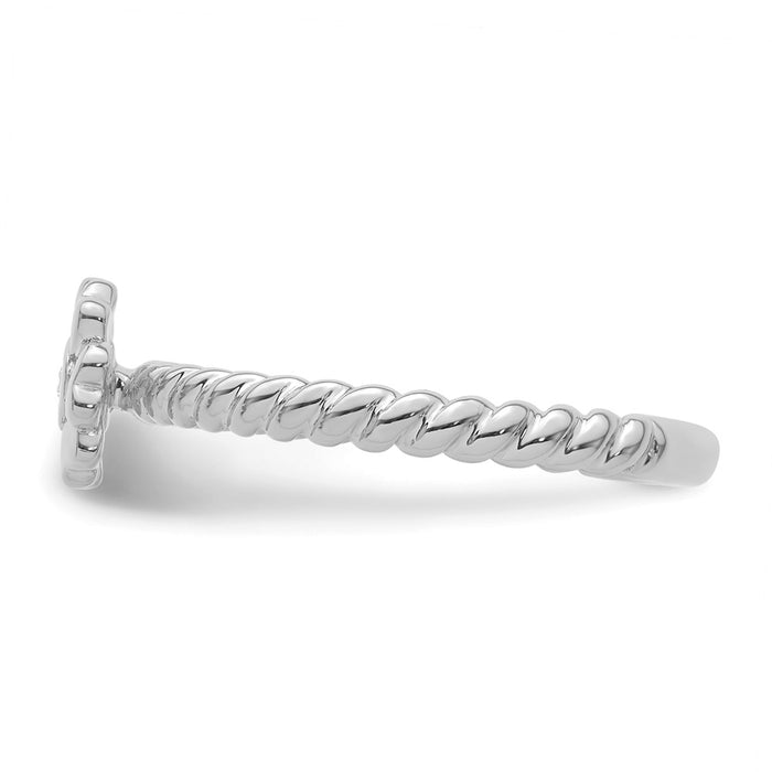 Exclusive 14K White Gold Twisted Flower Diamond Stackable Ring - Stylish Value-3