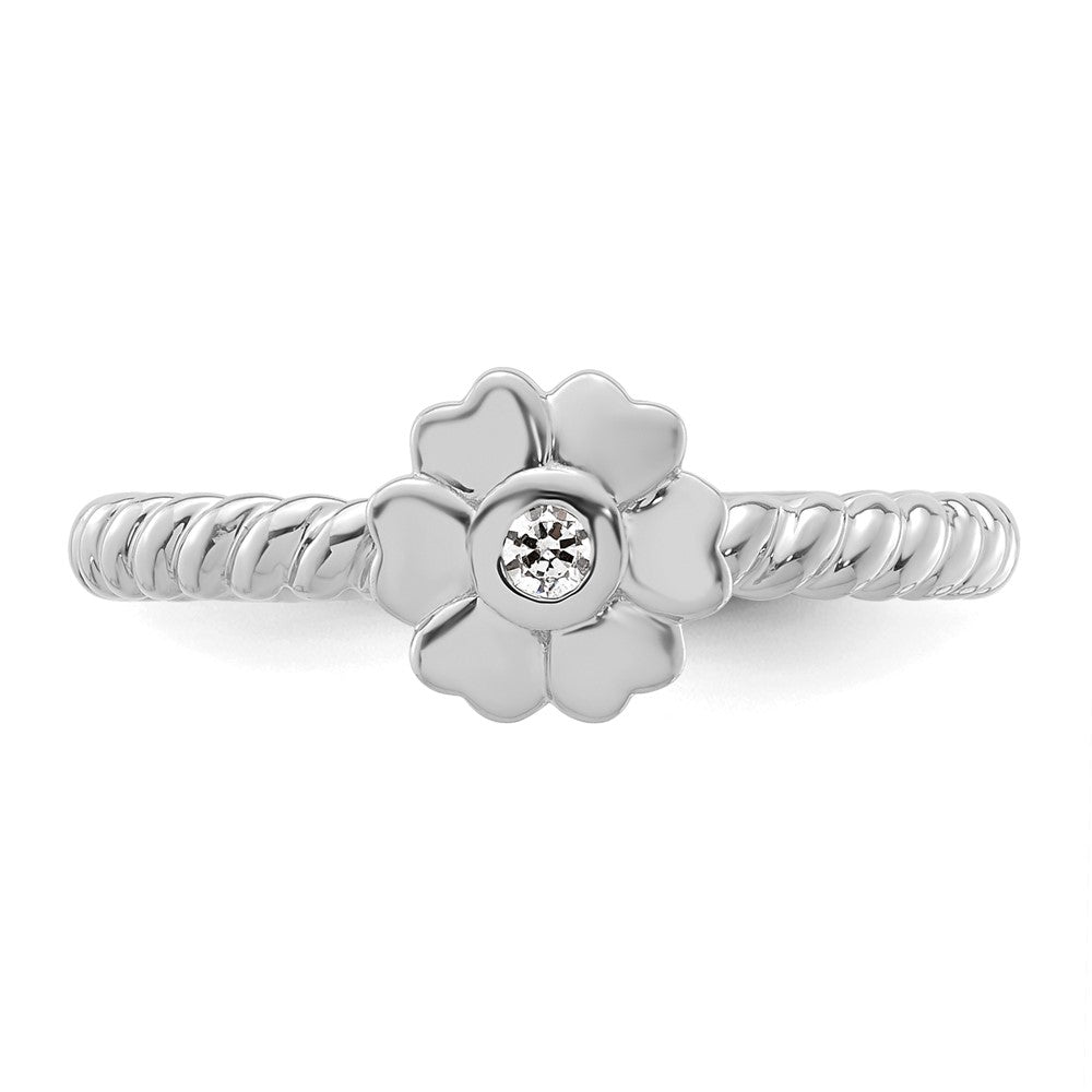 Exclusive 14K White Gold Twisted Flower Diamond Stackable Ring - Stylish Value