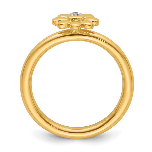 14K Diamond Flower Stackable Ring