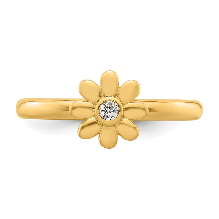 Exclusive 14K Diamond Flower Stackable Ring - Stylish Design, Affordable Luxury-4