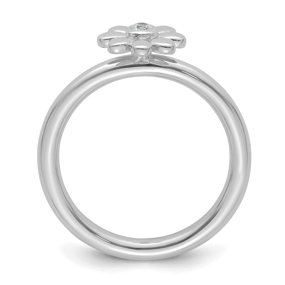 Exclusive 14K White Gold Diamond Flower Stackable Ring - Stylish Value Buy