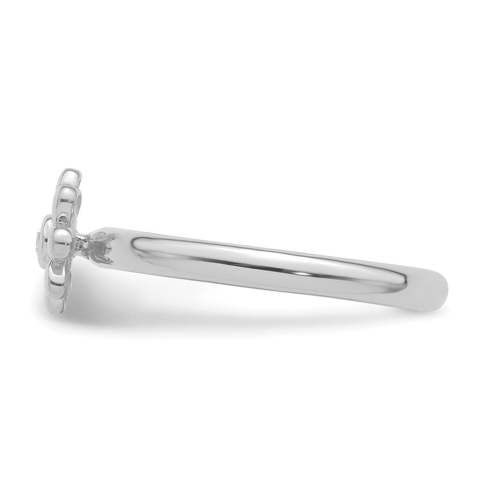 Exclusive 14K White Gold Diamond Flower Stackable Ring - Stylish Value Buy