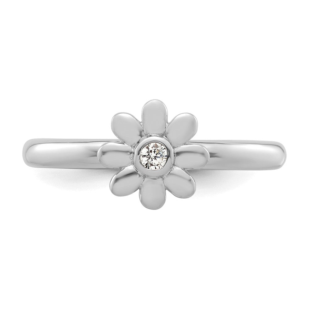 Exclusive 14K White Gold Diamond Flower Stackable Ring - Stylish Value Buy