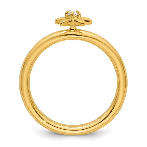 14K Gold Stackable Diamond Starfish Ring