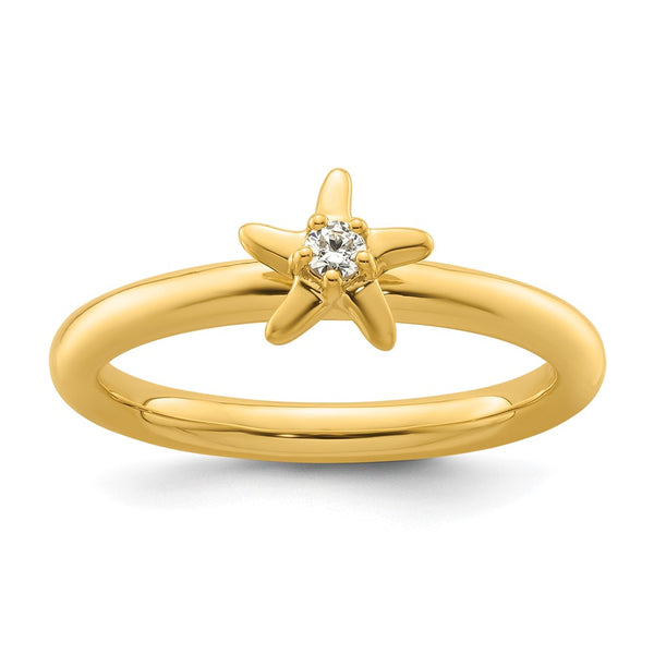 14K Gold Stackable Diamond Starfish Ring