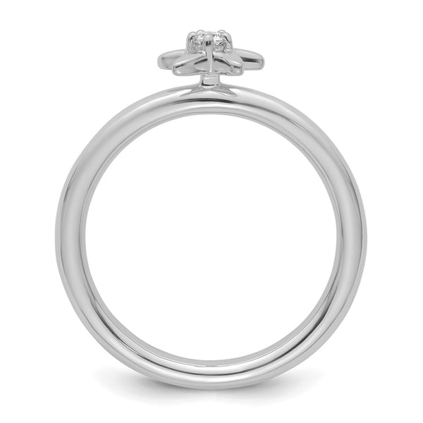 14K White Gold Diamond Starfish Stackable Ring