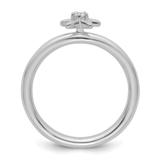 Shop Stylish 14K White Gold Diamond Starfish Ring - High-Quality Stackable Design