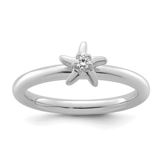 Buy 14K White Gold Diamond Starfish Stackable Ring - Stylish Luxury Value!