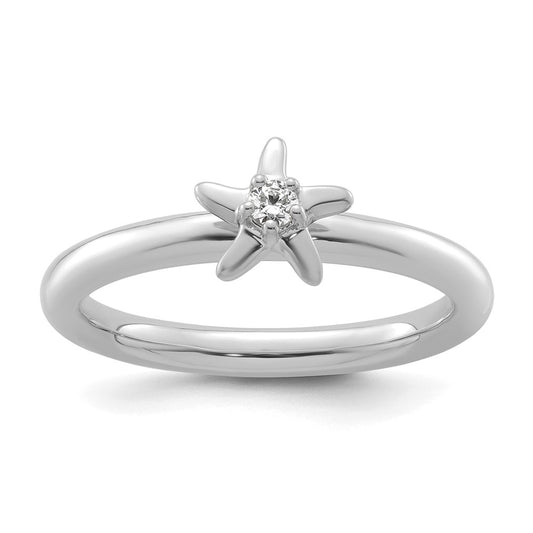 Shop Stylish 14K White Gold Diamond Starfish Stackable Ring | Luxury Design