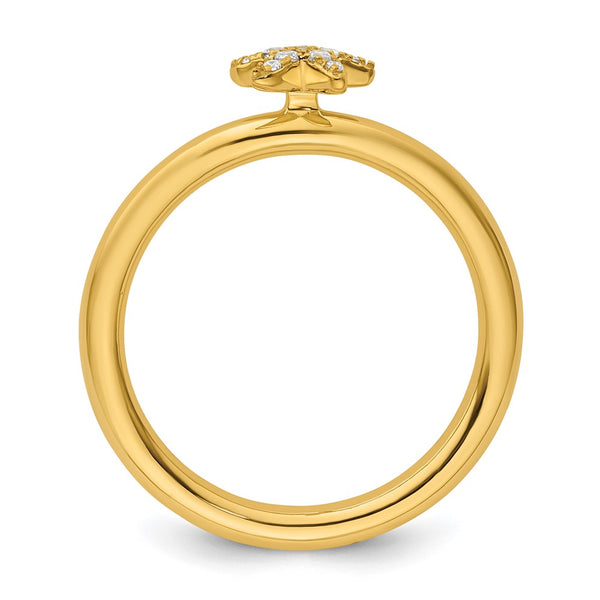 14K Diamond Starfish Stackable Ring