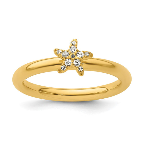 14K Diamond Starfish Stackable Ring