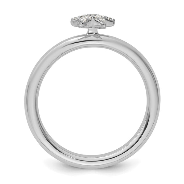 14K White Gold Diamond Starfish Stackable Ring - 0.85mm
