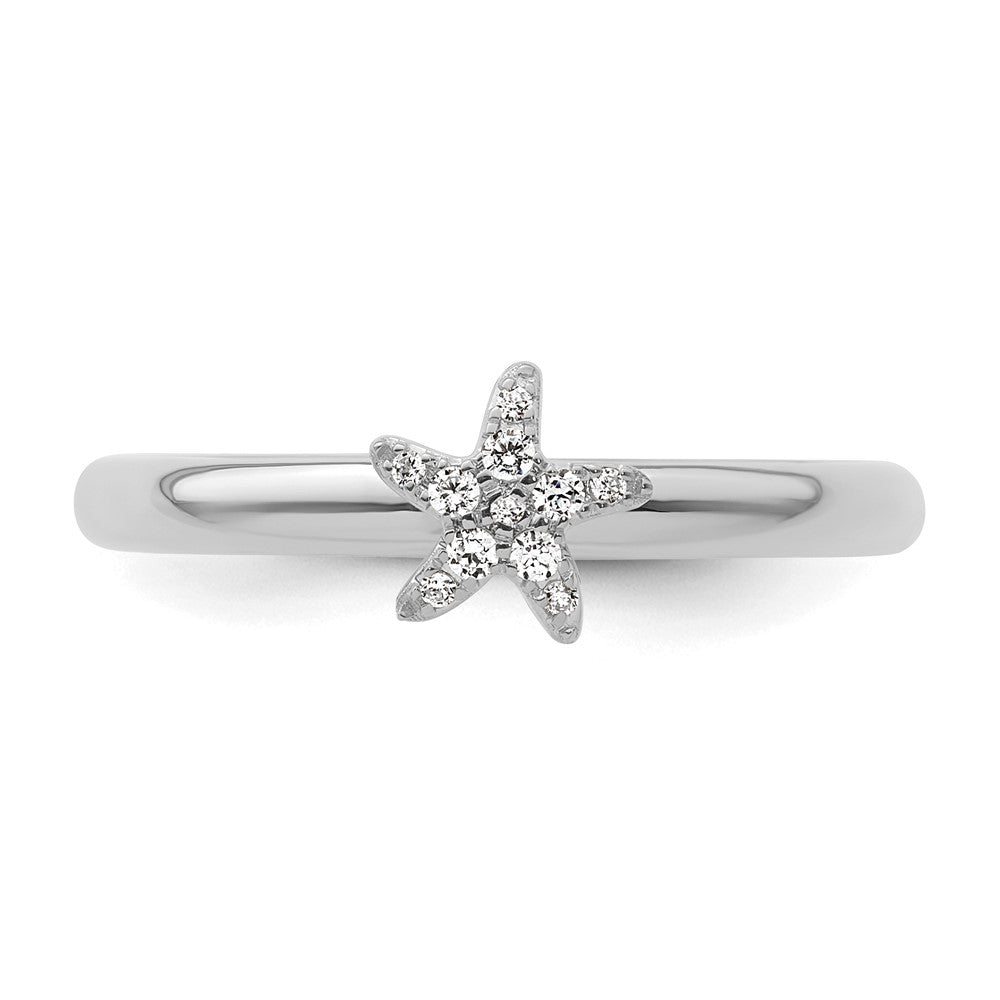 Shop 14K White Gold Diamond Starfish Ring - Stylish Stackable Design, Luxury Value