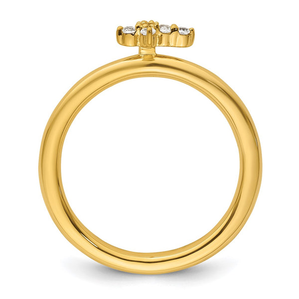 14K Diamond Cross Ring - Stackable Expressions