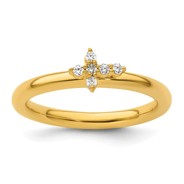 14K Diamond Cross Ring - Stackable Expressions