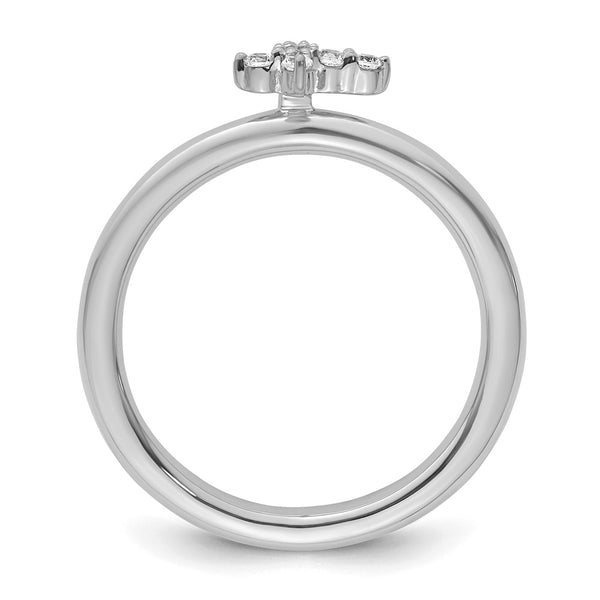 14K White Gold Diamond Cross Stackable Ring