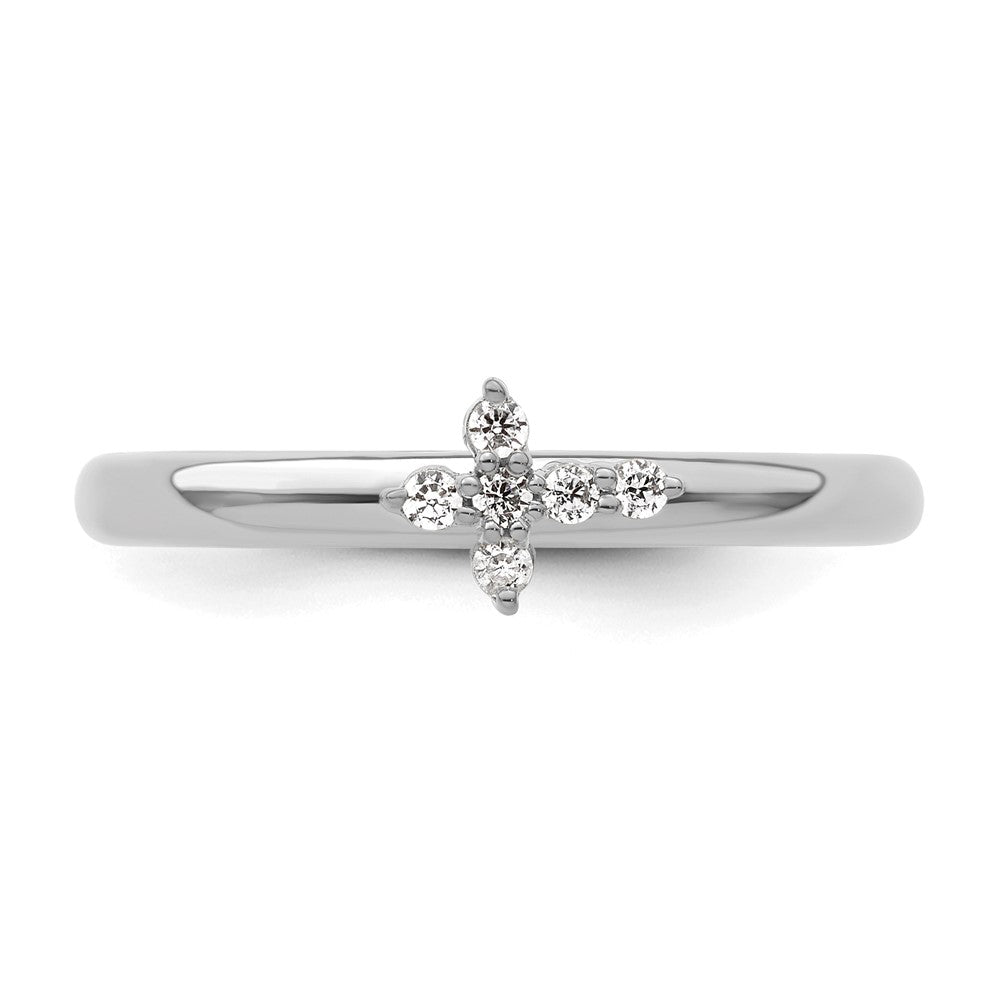 Exclusive 14K White Gold Diamond Cross Stackable Ring - Stylish Value!