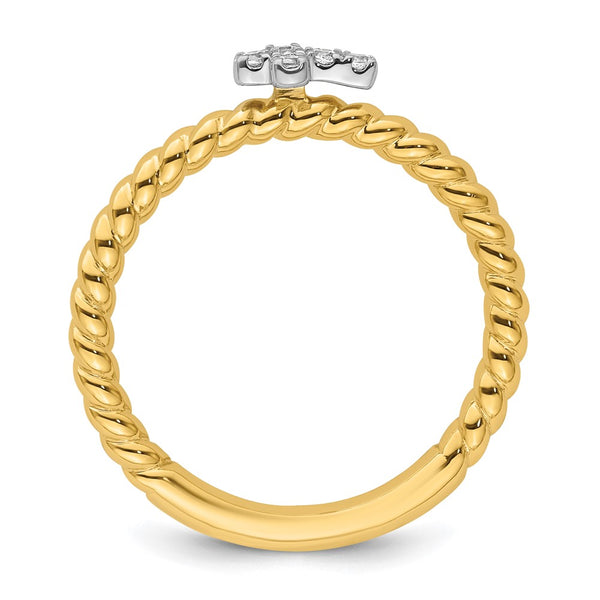 14K Two-Tone Gold Diamond Cross Stackable Ring - Style GR1-1011207