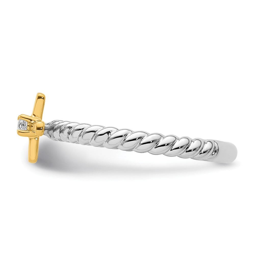 Buy Stylish 14K Two-Tone Gold Diamond Cross Stackable Ring | Luxury Value