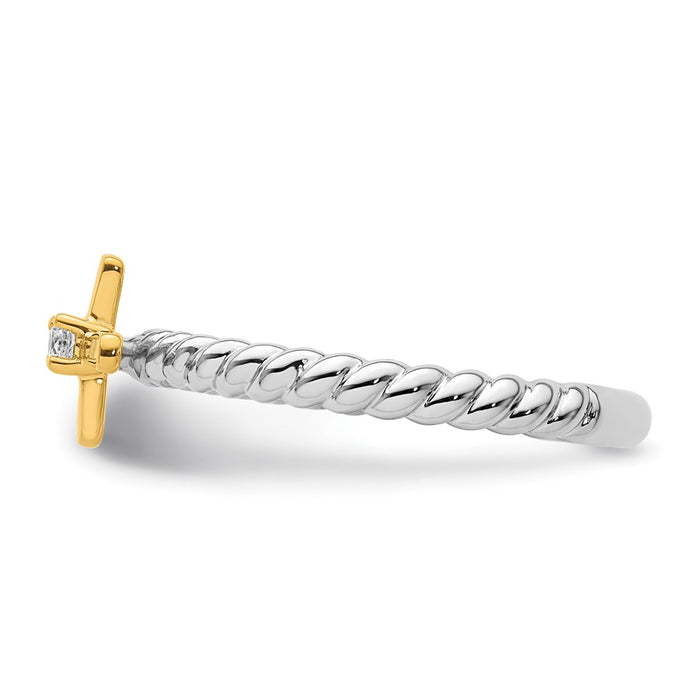 Buy Stylish 14K Two-Tone Gold Diamond Cross Stackable Ring | Luxury Value-3