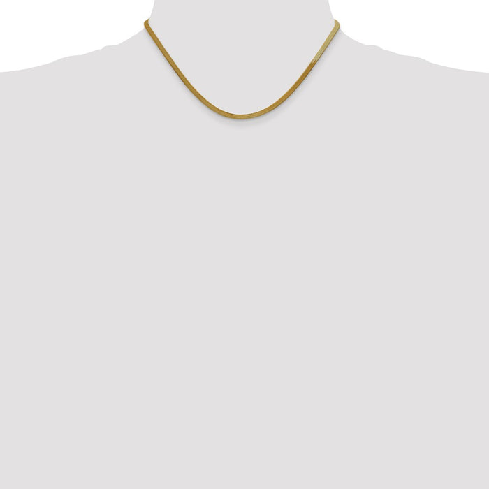 Buy 14K Gold 16-Inch Silky Herringbone Chain - Stylish 3mm Design-4
