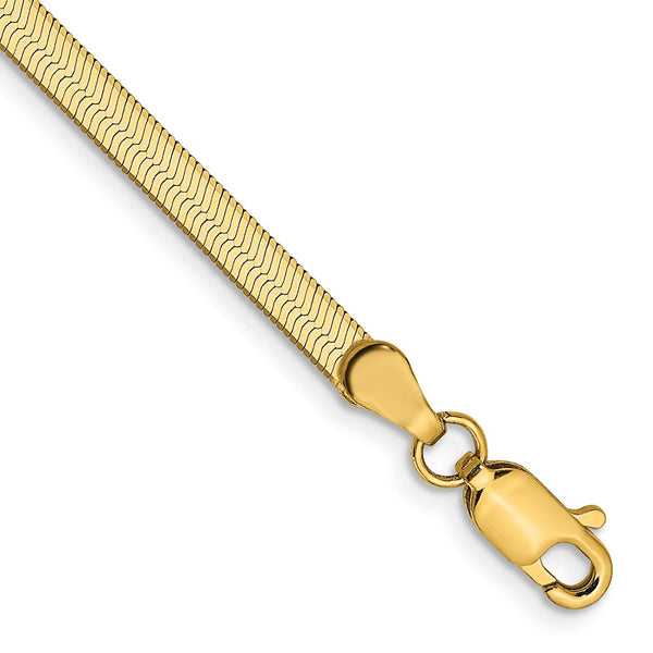 14K Gold Herringbone Bracelet - 3mm
