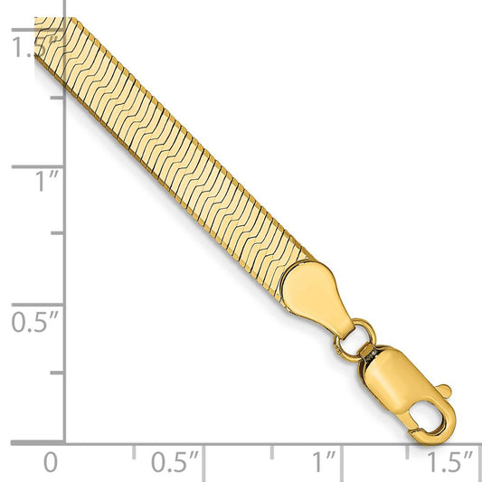 Shop 14K Gold 8-Inch 5mm Silky Herringbone Bracelet - Stylish & Affordable!