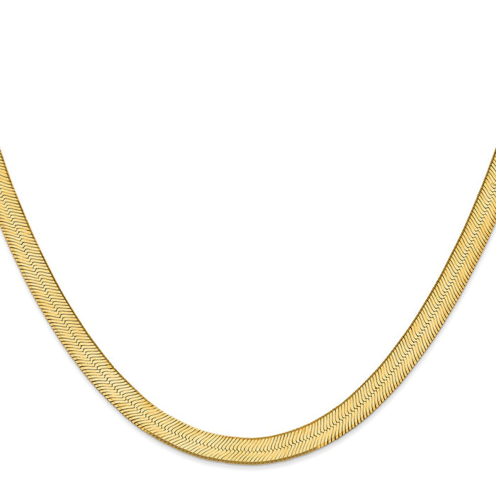 Buy Stylish 14K Gold 16-Inch Silky Herringbone Chain - 6.5mm Luxury Design-2