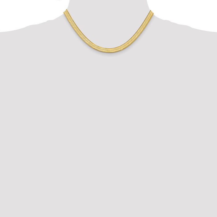 Buy Stylish 14K Gold 16-Inch Silky Herringbone Chain - 6.5mm Luxury Design-4