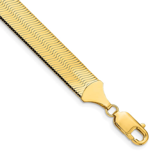 High-Quality 14K Gold 8-Inch 10mm Silky Herringbone Bracelet - Stylish Value!