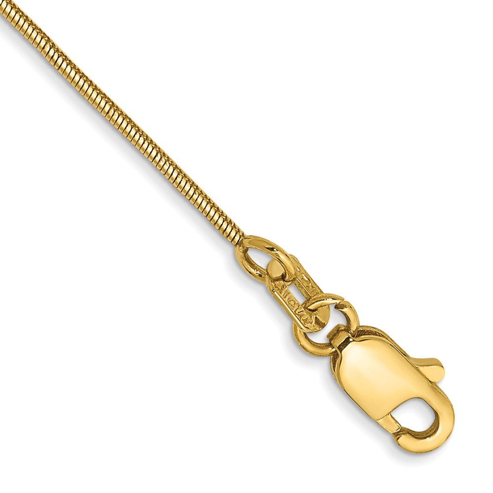 Buy Stylish 14K Gold 9-Inch 0.8mm Round Snake Anklet | Luxury Lobster Clasp