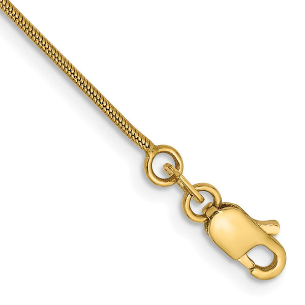 14K Gold .9mm Round Snake Bracelet