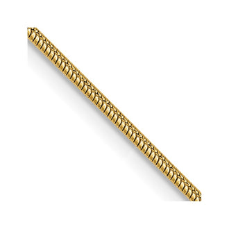 Designer 30-Inch 14K Gold Round Snake Chain, 1.1mm, Stylish Lobster Clasp