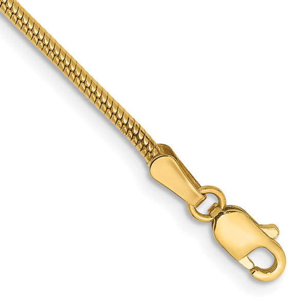 14K Gold 1.6mm Round Snake Chain Bracelet
