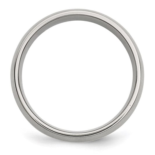 Exclusive 8mm Brushed Chisel Stainless Steel Band with 14K Gold Inlay