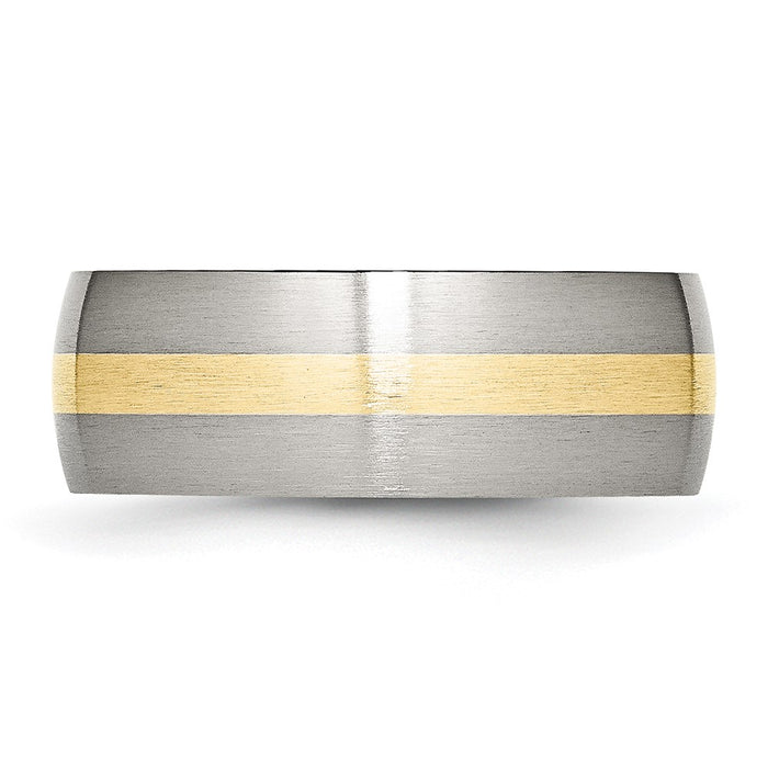 Exclusive 8mm Brushed Chisel Stainless Steel Band with 14K Gold Inlay-3