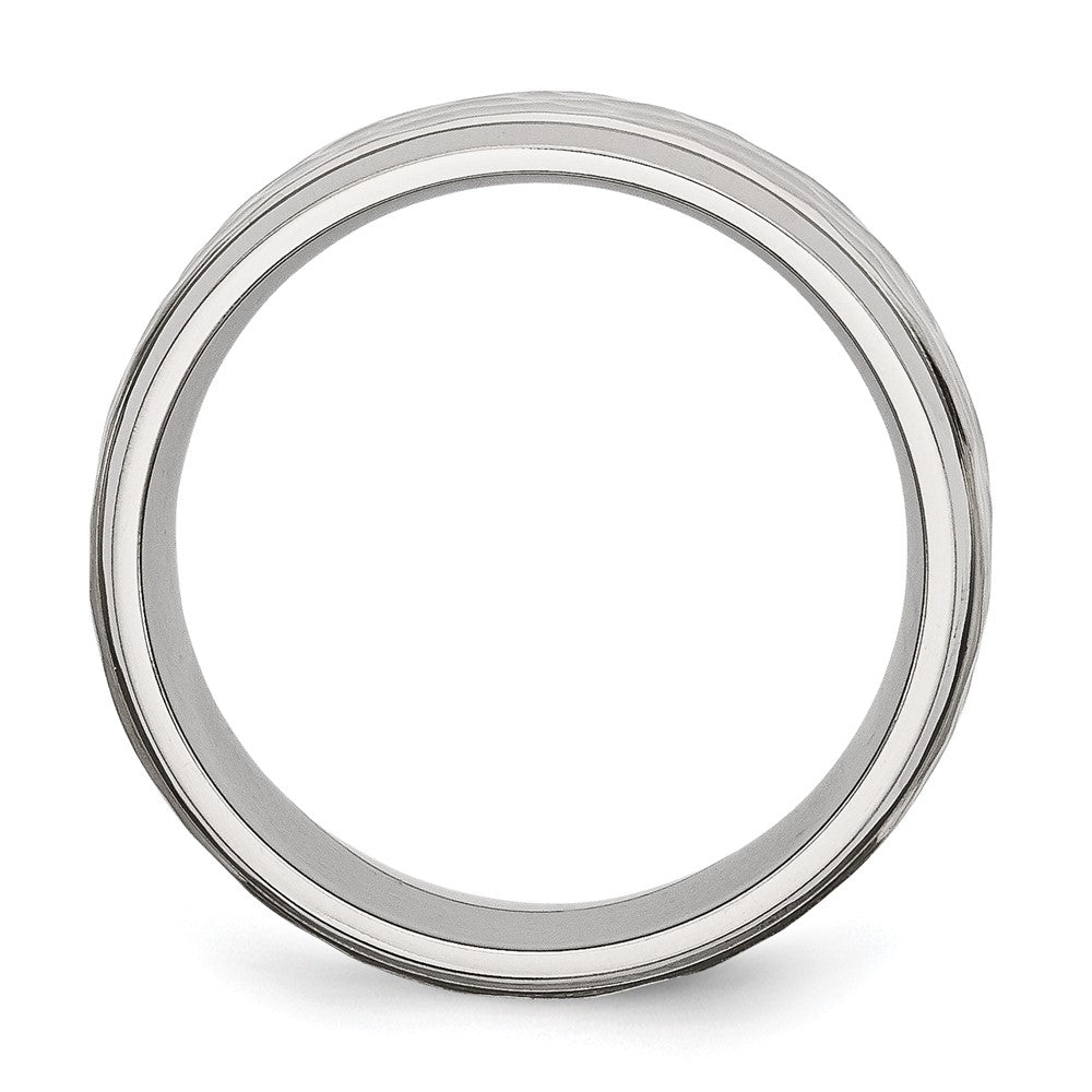 Buy Stylish 8mm Beveled Edge Hammered Stainless Steel Chisel Band - Affordable!