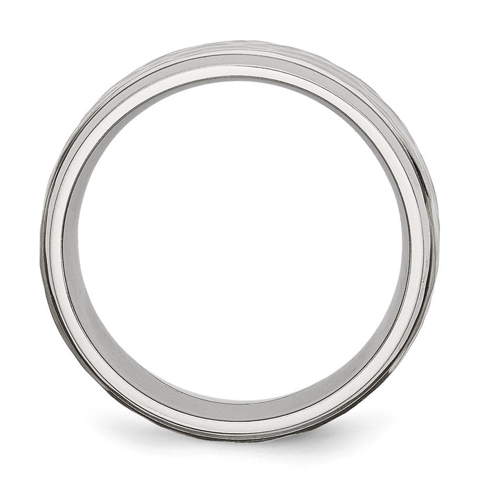 Buy Stylish 8mm Beveled Edge Hammered Stainless Steel Chisel Band - Affordable!-2