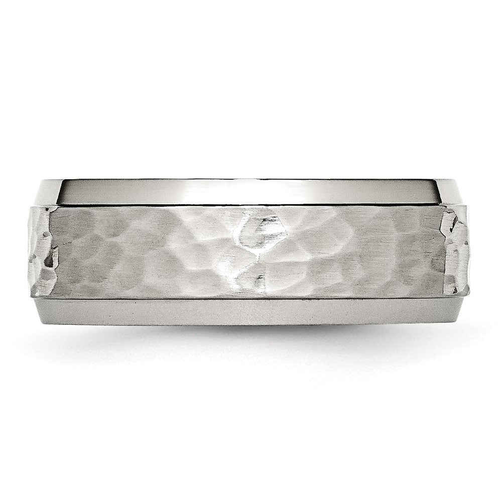 Buy Stylish 8mm Beveled Edge Hammered Stainless Steel Chisel Band - Affordable!