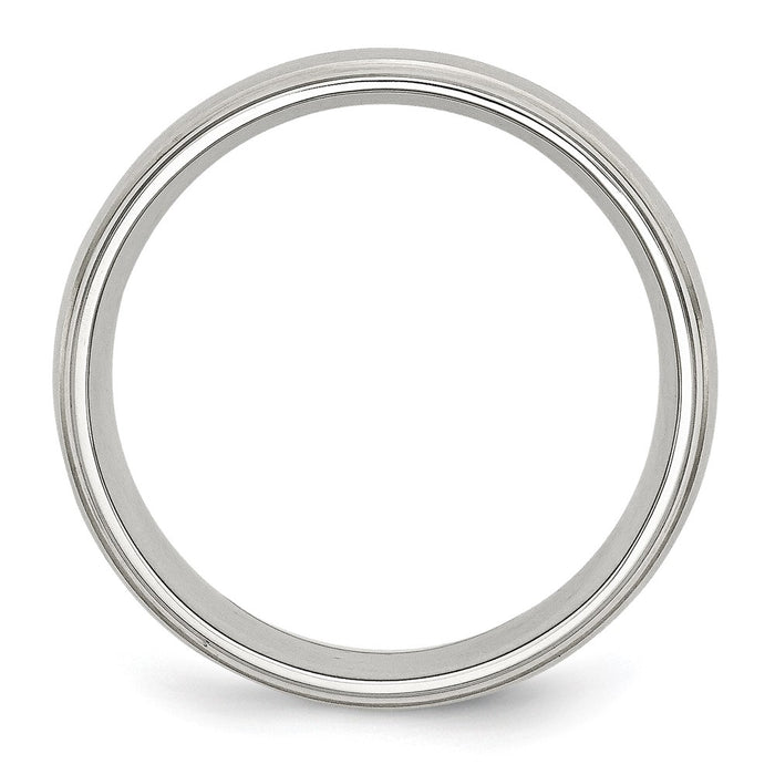 Buy Stylish 8mm Chisel Ridged Edge Band in Stainless Steel & Sterling Silver-2