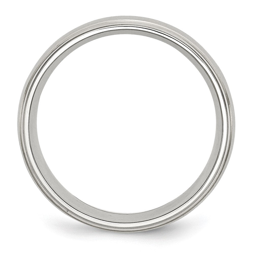 Exclusive 8mm Chisel Ridged Edge Band - Stylish Stainless Steel & Silver Inlay
