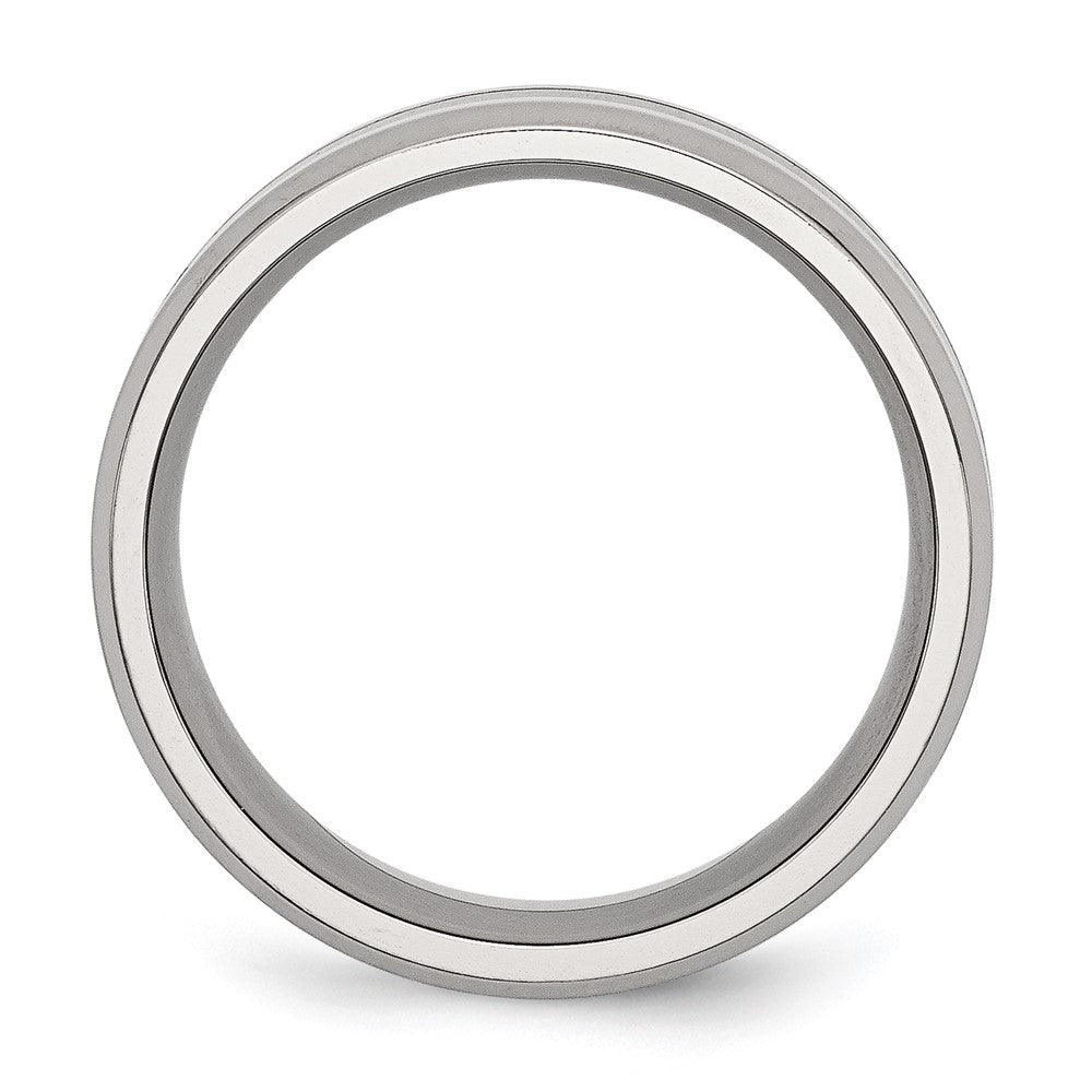 Shop Exclusive Polished Black Enamel 8mm Beveled Edge Band in Stainless Steel